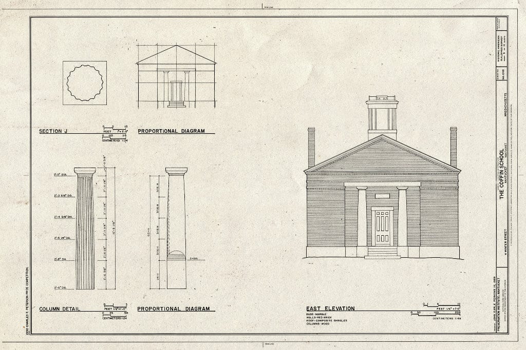 Blueprint HABS Mass,10-NANT,90- (Sheet 5 of 11) - Coffin School, 4 Winter Street, Nantucket, Nantucket County, MA