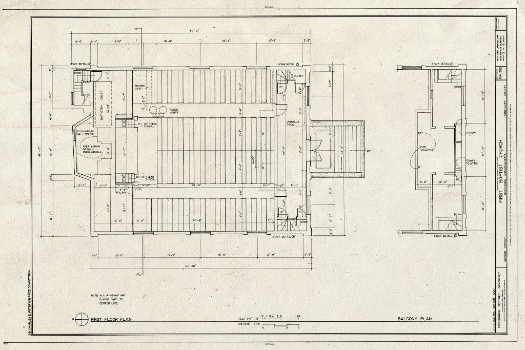 Blueprint HABS Mass,10-NANT,91- (Sheet 3 of 8) - First Baptist Church, 1 Summer Street, Nantucket, Nantucket County, MA