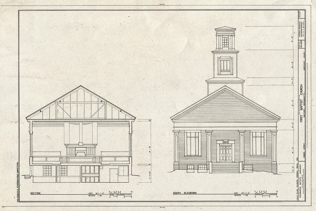 Blueprint HABS Mass,10-NANT,91- (Sheet 4 of 8) - First Baptist Church, 1 Summer Street, Nantucket, Nantucket County, MA