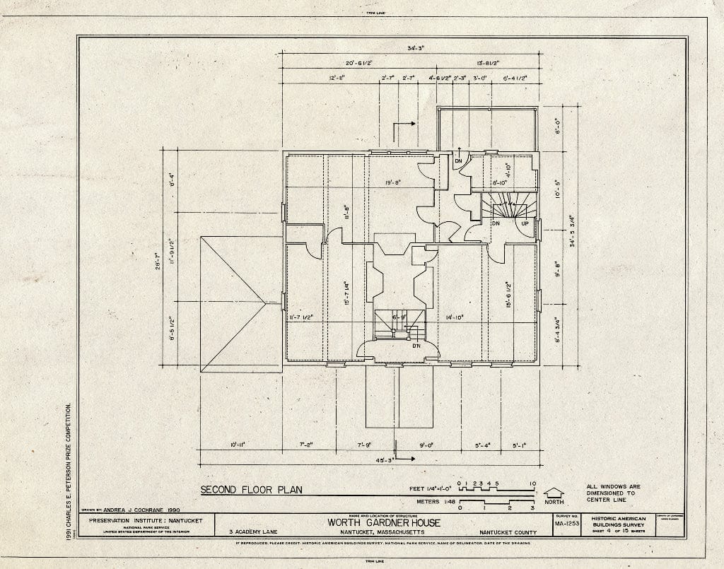 Blueprint HABS Mass,10-NANT,92- (Sheet 4 of 15) - Worth-Gardner House, 3 Academy Lane, Nantucket, Nantucket County, MA