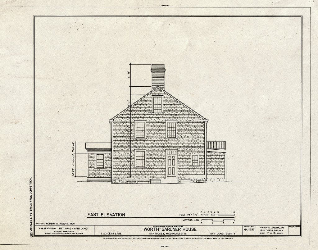 Blueprint HABS Mass,10-NANT,92- (Sheet 7 of 15) - Worth-Gardner House, 3 Academy Lane, Nantucket, Nantucket County, MA