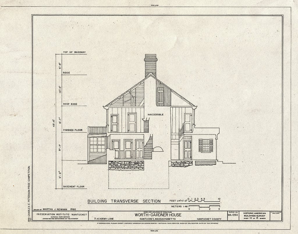 Blueprint HABS Mass,10-NANT,92- (Sheet 10 of 15) - Worth-Gardner House, 3 Academy Lane, Nantucket, Nantucket County, MA