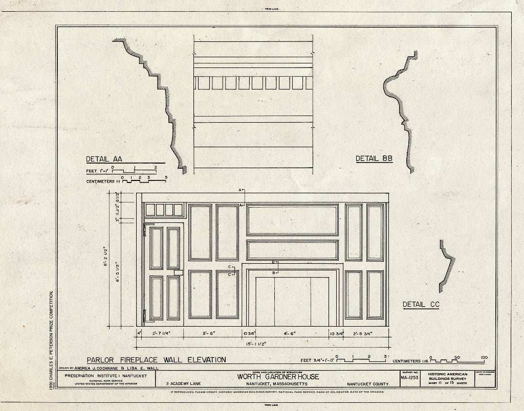 Blueprint HABS Mass,10-NANT,92- (Sheet 11 of 15) - Worth-Gardner House, 3 Academy Lane, Nantucket, Nantucket County, MA