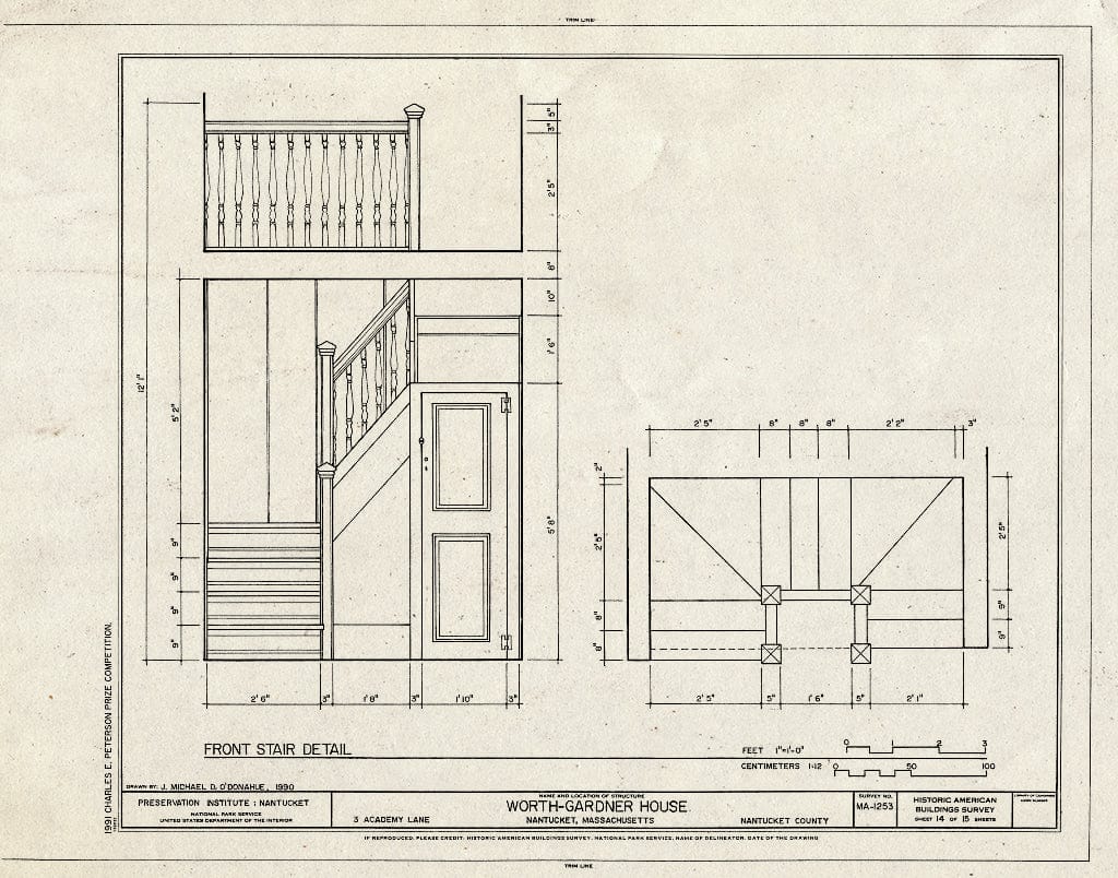 Blueprint HABS Mass,10-NANT,92- (Sheet 14 of 15) - Worth-Gardner House, 3 Academy Lane, Nantucket, Nantucket County, MA