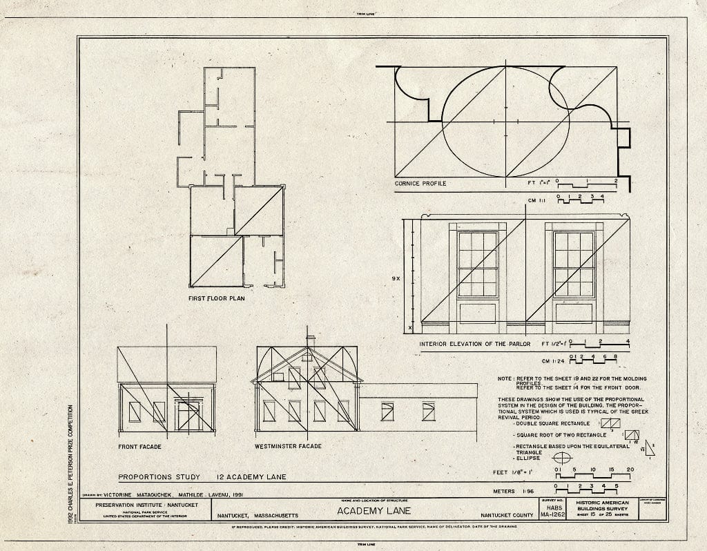 Blueprint HABS Mass,10-NANT,89- (Sheet 15 of 25) - Academy Lane (Houses), Nantucket, Nantucket County, MA