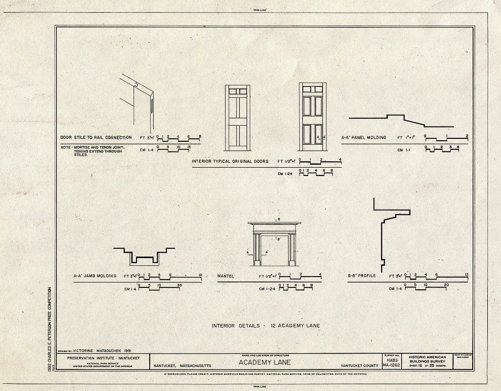 Blueprint HABS Mass,10-NANT,89- (Sheet 16 of 25) - Academy Lane (Houses), Nantucket, Nantucket County, MA