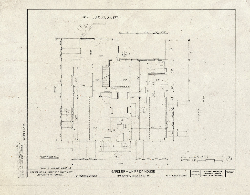 Blueprint HABS Mass,10-NANT,95- (Sheet 3 of 10) - Gardner-Whippey House, 64 Centre Street, Nantucket, Nantucket County, MA