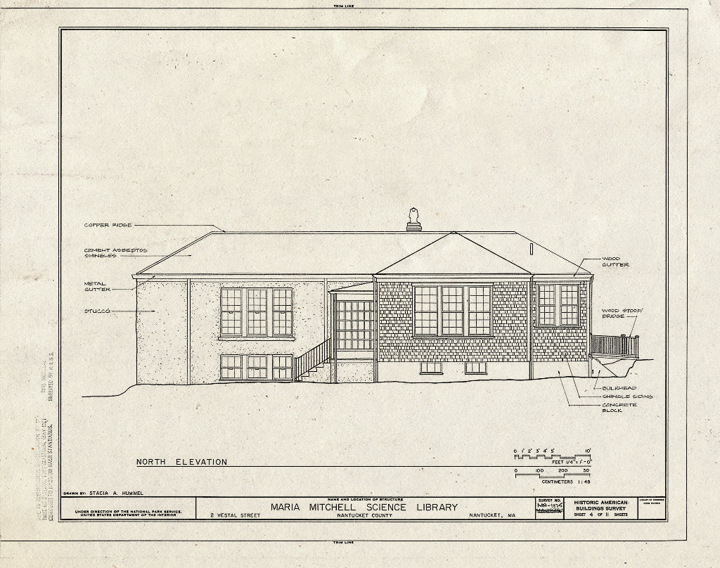 Blueprint HABS Mass,10-NANT,101- (Sheet 4 of 11) - Maria Mitchell Association, Science Library, 2 Vestal Street, Nantucket, Nantucket County, MA