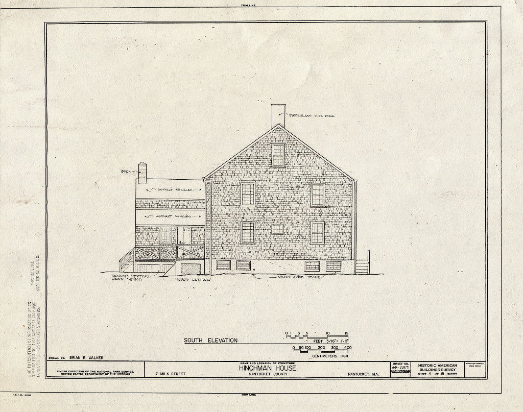Blueprint HABS Mass,10-NANT,97- (Sheet 9 of 15) - Hinchman House, 7 Milk Street, Nantucket, Nantucket County, MA