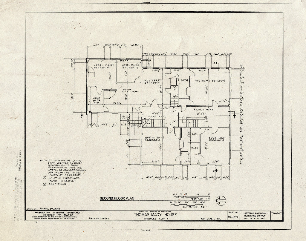Blueprint HABS Mass,10-NANT,99- (Sheet 4 of 15) - Thomas Macy House, 99 Main Street, Nantucket, Nantucket County, MA