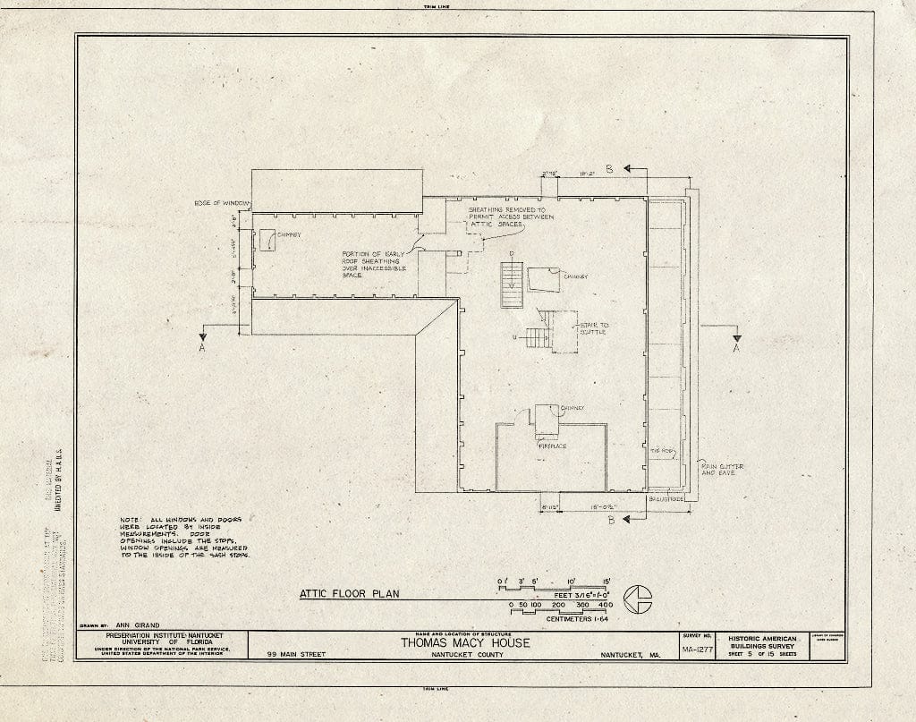 Blueprint HABS Mass,10-NANT,99- (Sheet 5 of 15) - Thomas Macy House, 99 Main Street, Nantucket, Nantucket County, MA