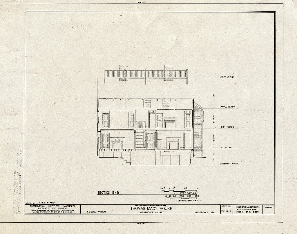 Blueprint HABS Mass,10-NANT,99- (Sheet 11 of 15) - Thomas Macy House, 99 Main Street, Nantucket, Nantucket County, MA