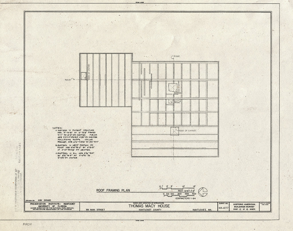 Blueprint HABS Mass,10-NANT,99- (Sheet 13 of 15) - Thomas Macy House, 99 Main Street, Nantucket, Nantucket County, MA