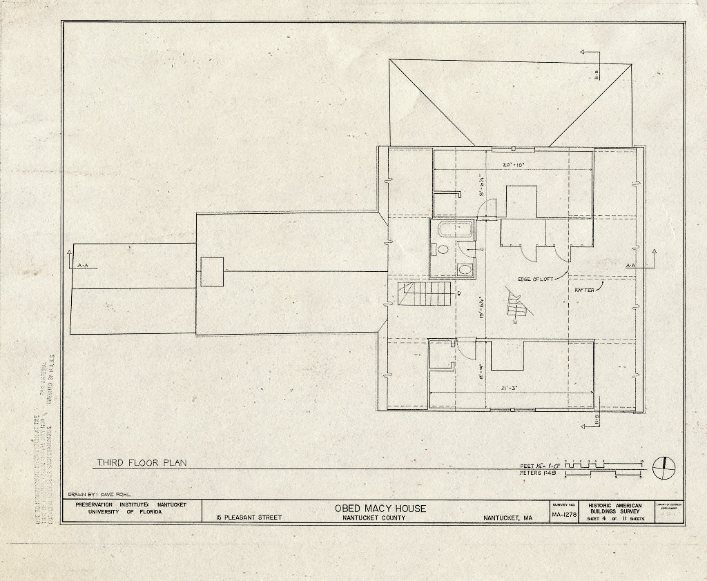 Blueprint HABS Mass,10-NANT,98- (Sheet 4 of 11) - Obed Macy House, 15 Pleasant Street, Nantucket, Nantucket County, MA
