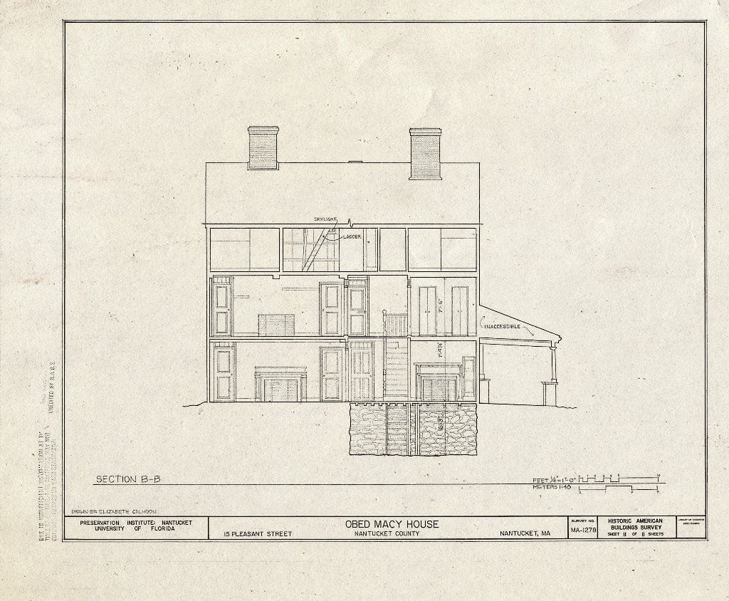 Blueprint HABS Mass,10-NANT,98- (Sheet 11 of 11) - Obed Macy House, 15 Pleasant Street, Nantucket, Nantucket County, MA