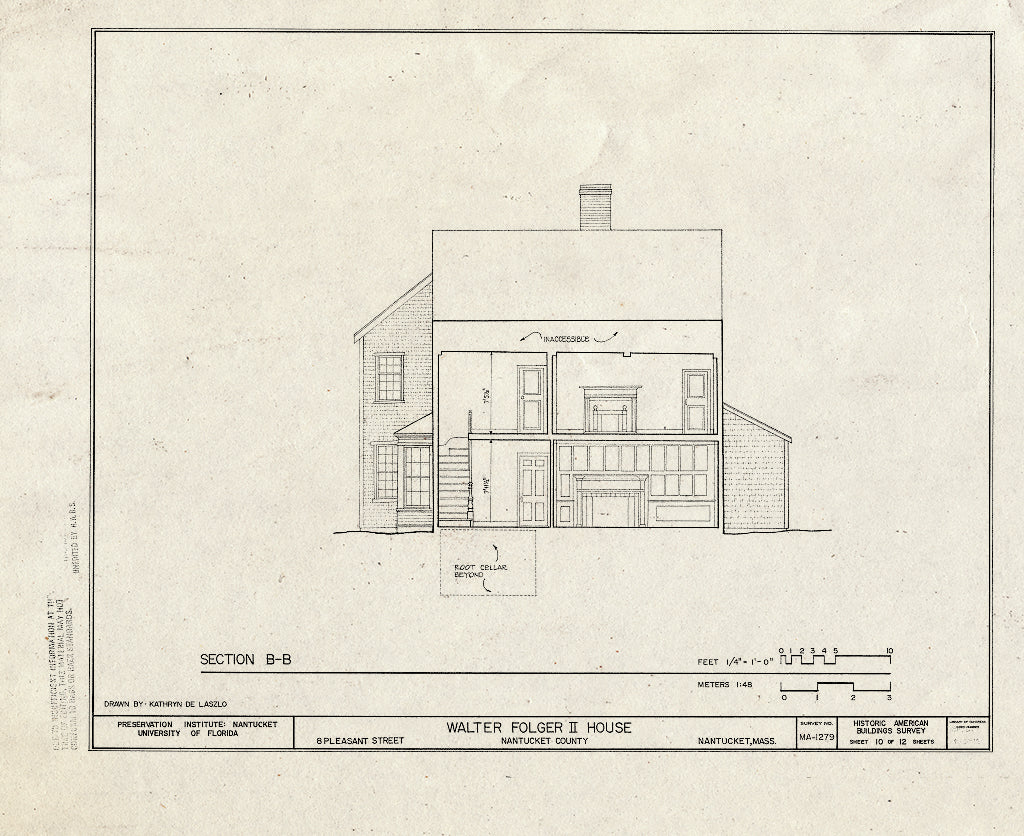 Blueprint HABS Mass,10-NANT,94- (Sheet 10 of 12) - Walter Folger II House, 8 Pleasant Street, Nantucket, Nantucket County, MA