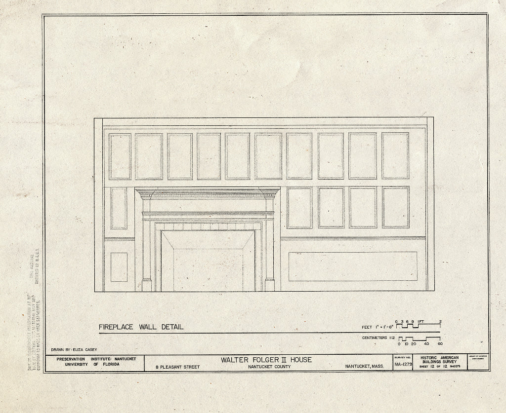 Blueprint HABS Mass,10-NANT,94- (Sheet 12 of 12) - Walter Folger II House, 8 Pleasant Street, Nantucket, Nantucket County, MA