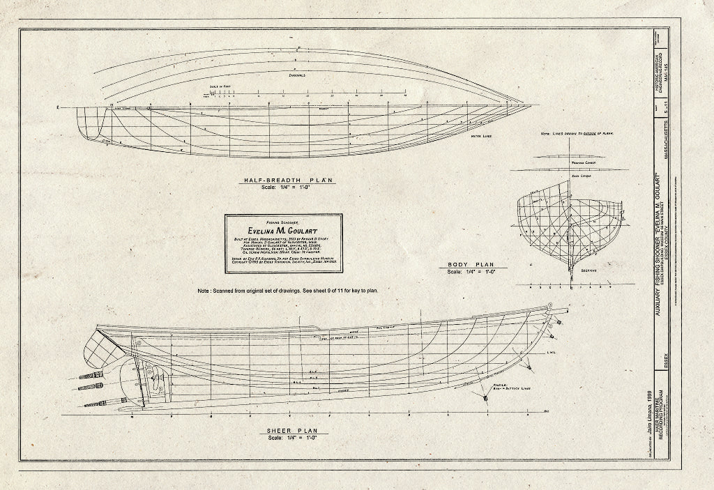 Blueprint HAER Mass,5-ESS,2- (Sheet 5 of 11) - Auxiliary Fishing Schooner Evelina M. Goulart, Essex Shipbuilding Museum, 66 Main Street, Essex, Essex County, MA