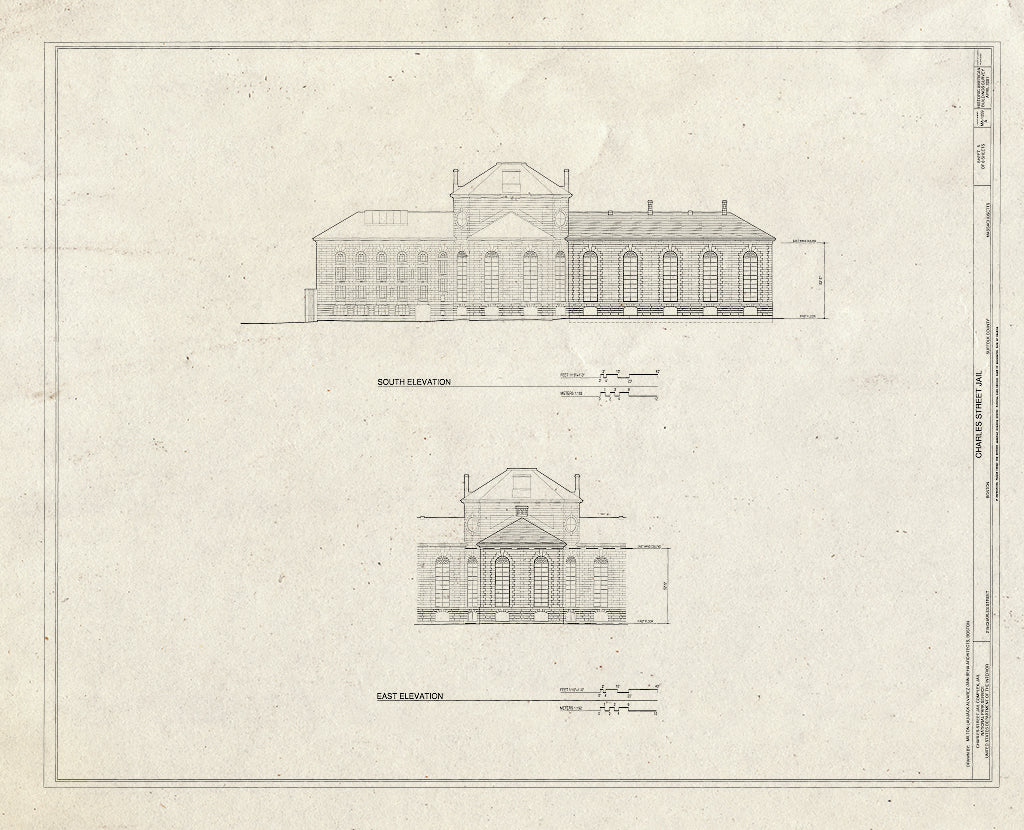 Blueprint HABS Mass,13-BOST,143A- (Sheet 5 of 8) - Charles Street Jail Complex, Jail, 215 Charles Street, Boston, Suffolk County, MA