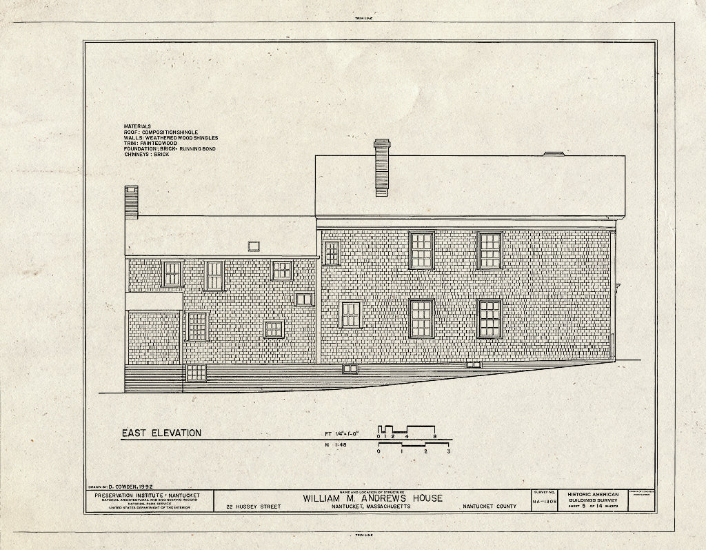 Blueprint HABS Mass,10-NANT,113- (Sheet 5 of 14) - William M. Andrews House, 22 Hussey Street, Nantucket, Nantucket County, MA