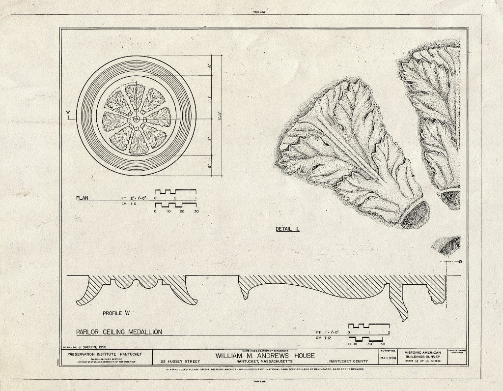 Blueprint HABS Mass,10-NANT,113- (Sheet 14 of 14) - William M. Andrews House, 22 Hussey Street, Nantucket, Nantucket County, MA