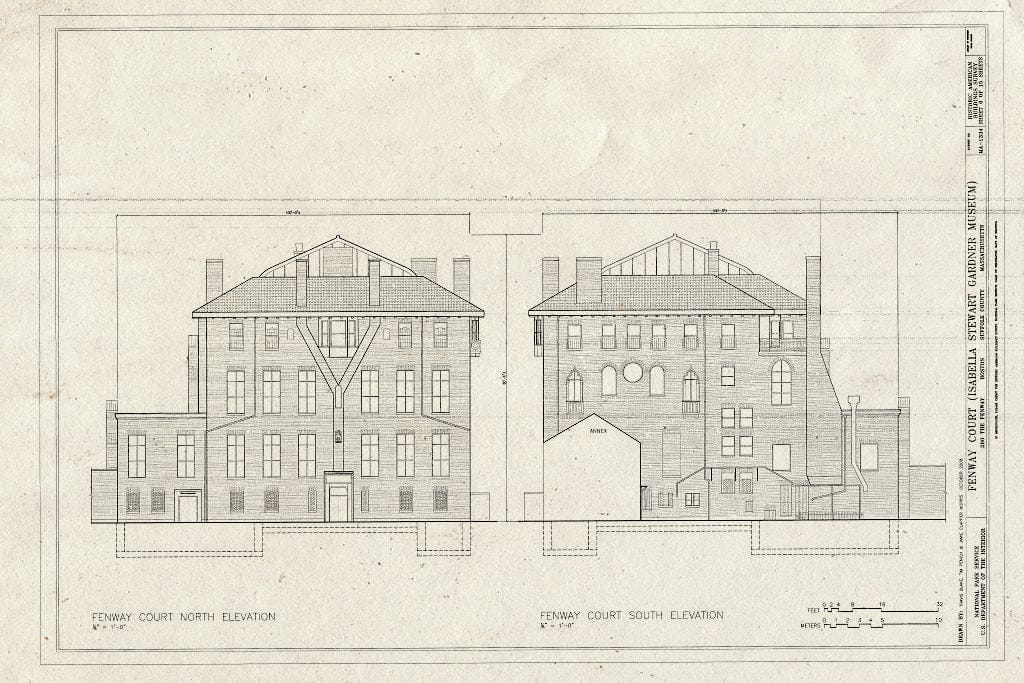 Blueprint North South Elevation Fenway Court 280 The Fenway Bost Blueprint North South Elevation Fenway Court 280 The Fenway Bost