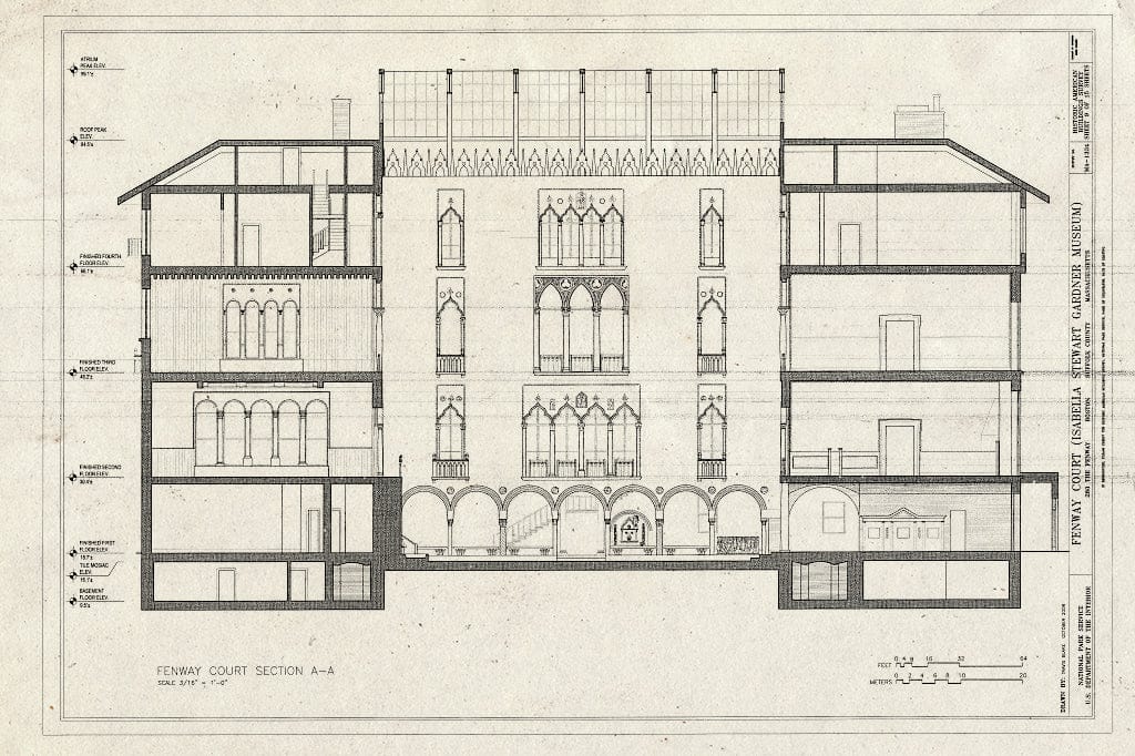 Blueprint Section - Fenway Court, 280 The Fenway, Boston, Suffolk County, MA
