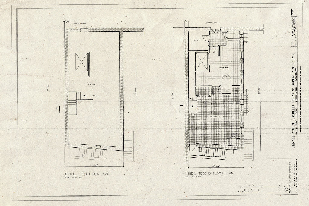 Blueprint Annex, Second & Third Floor Plans - Fenway Court, 280 The Fenway, Boston, Suffolk County, MA