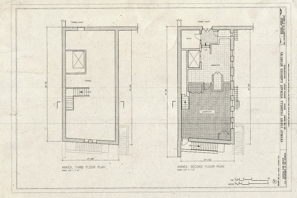 Blueprint Annex, Second & Third Floor Plans - Fenway Court, 280 The Fenway, Boston, Suffolk County, MA
