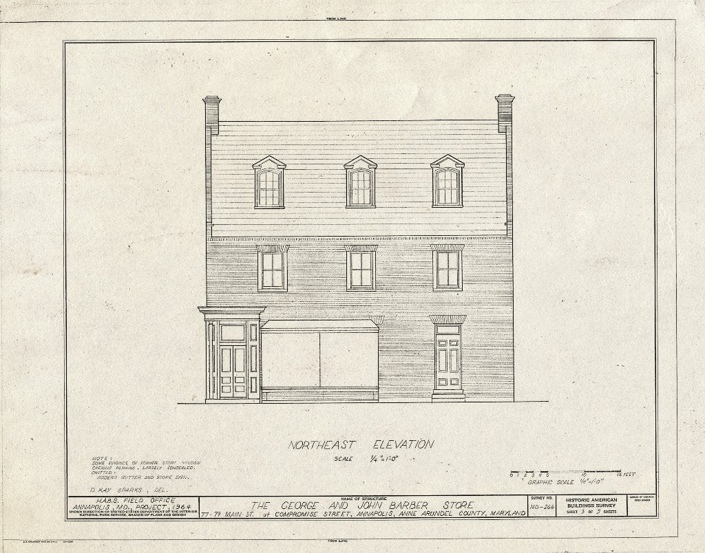 Blueprint HABS MD,2-Anna,48- (Sheet 3 of 5) - George & John Barber Store, 77-79 Main Street, Annapolis, Anne Arundel County, MD