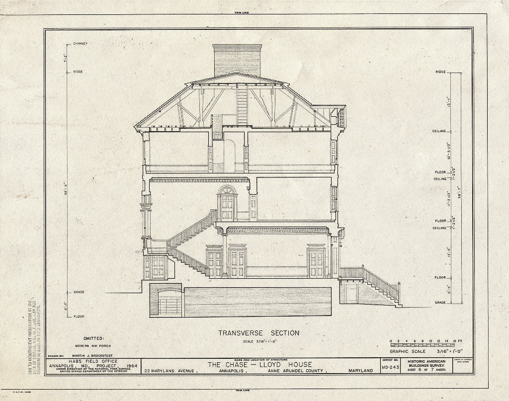 Blueprint HABS MD,2-Anna,2- (Sheet 6 of 7) - Chase-Lloyd House, 22 Maryland Avenue & King George Street, Annapolis, Anne Arundel County, MD
