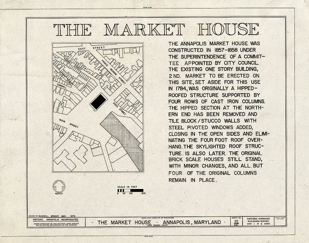 Blueprint HABS MD,2-Anna,58- (Sheet 1 of 4) - Market House, Market Space, Main & Dock Streets, Annapolis, Anne Arundel County, MD
