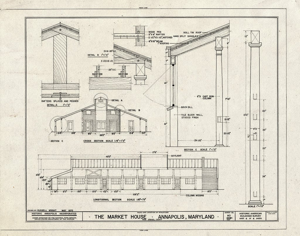 Blueprint HABS MD,2-Anna,58- (Sheet 4 of 4) - Market House, Market Space, Main & Dock Streets, Annapolis, Anne Arundel County, MD
