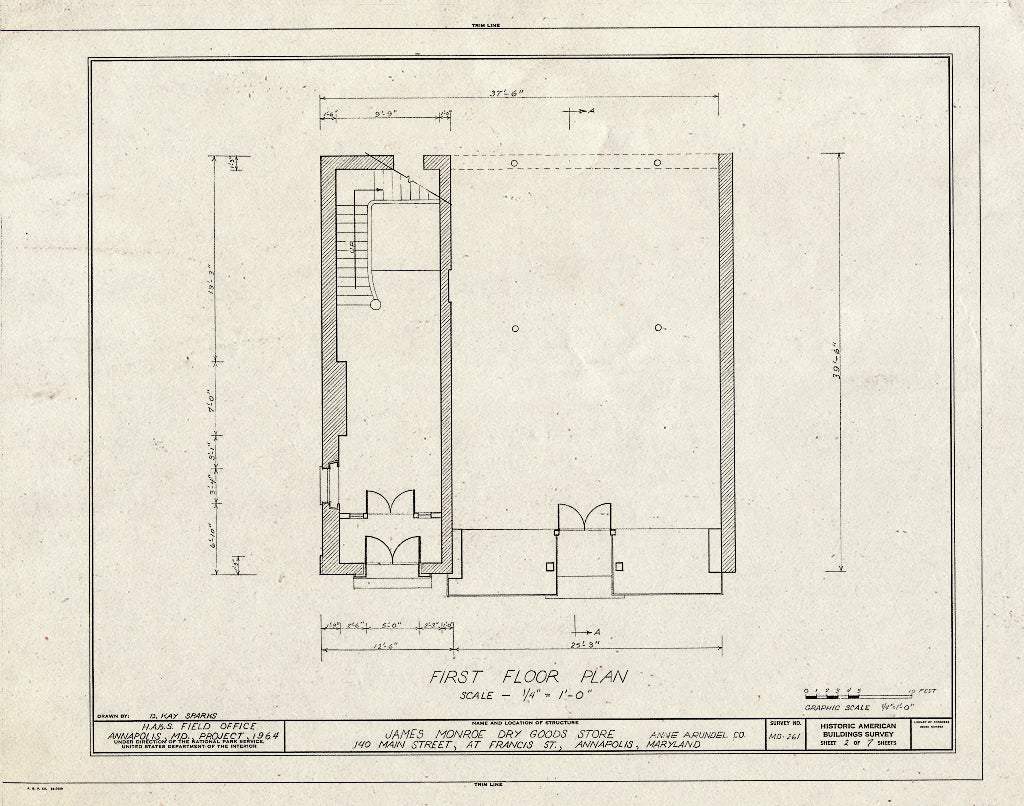 Blueprint HABS MD,2-Anna,59- (Sheet 2 of 7) - James Monroe Dry Goods Store, 140 Main Street, Annapolis, Anne Arundel County, MD