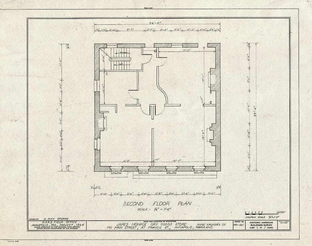 Blueprint HABS MD,2-Anna,59- (Sheet 3 of 7) - James Monroe Dry Goods Store, 140 Main Street, Annapolis, Anne Arundel County, MD
