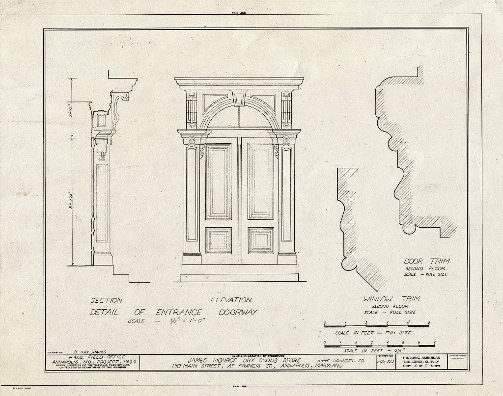 Blueprint HABS MD,2-Anna,59- (Sheet 6 of 7) - James Monroe Dry Goods Store, 140 Main Street, Annapolis, Anne Arundel County, MD