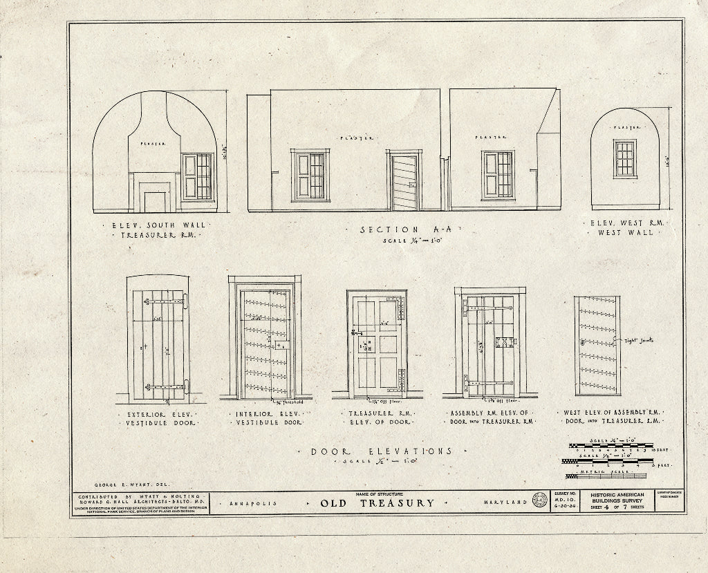 Blueprint HABS MD,2-Anna,37- (Sheet 4 of 7) - Old Treasury Building, State Circle, Annapolis, Anne Arundel County, MD