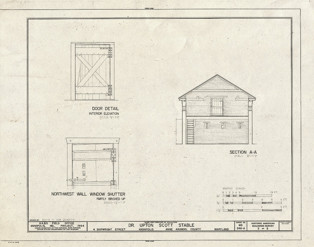 Blueprint HABS MD,2-Anna,6A- (Sheet 3 of 3) - Dr. Upton Scott House, Stable, 4 Shipwright Street, Annapolis, Anne Arundel County, MD