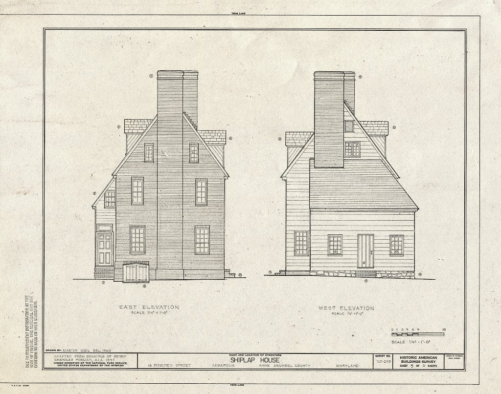 Blueprint HABS MD,2-Anna,9- (Sheet 5 of 6) - Slicer-Shiplap House, 18 Pinkney Street, Annapolis, Anne Arundel County, MD