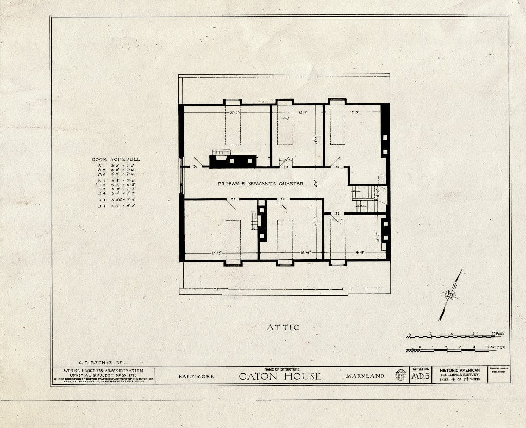 Blueprint HABS MD,4-BALT,14- (Sheet 4 of 14) - Caton House, Lombard & South Front Streets, Baltimore, Independent City, MD