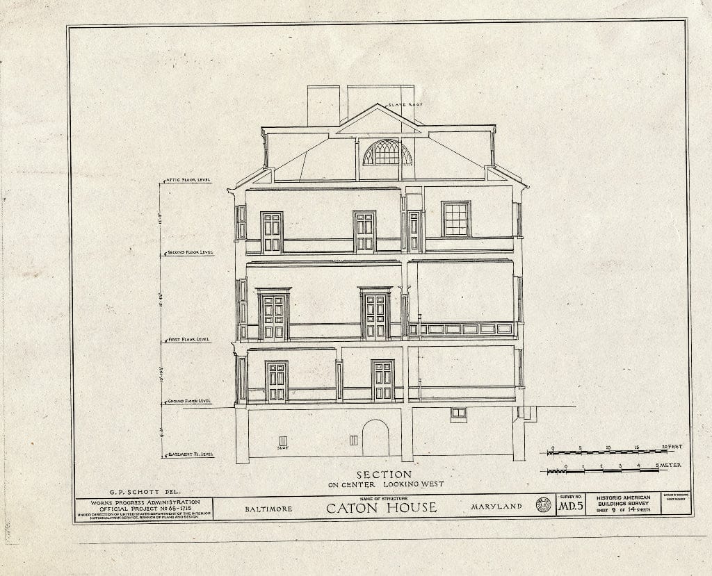 Blueprint HABS MD,4-BALT,14- (Sheet 9 of 14) - Caton House, Lombard & South Front Streets, Baltimore, Independent City, MD