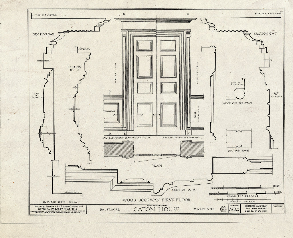 Blueprint HABS MD,4-BALT,14- (Sheet 12 of 14) - Caton House, Lombard & South Front Streets, Baltimore, Independent City, MD