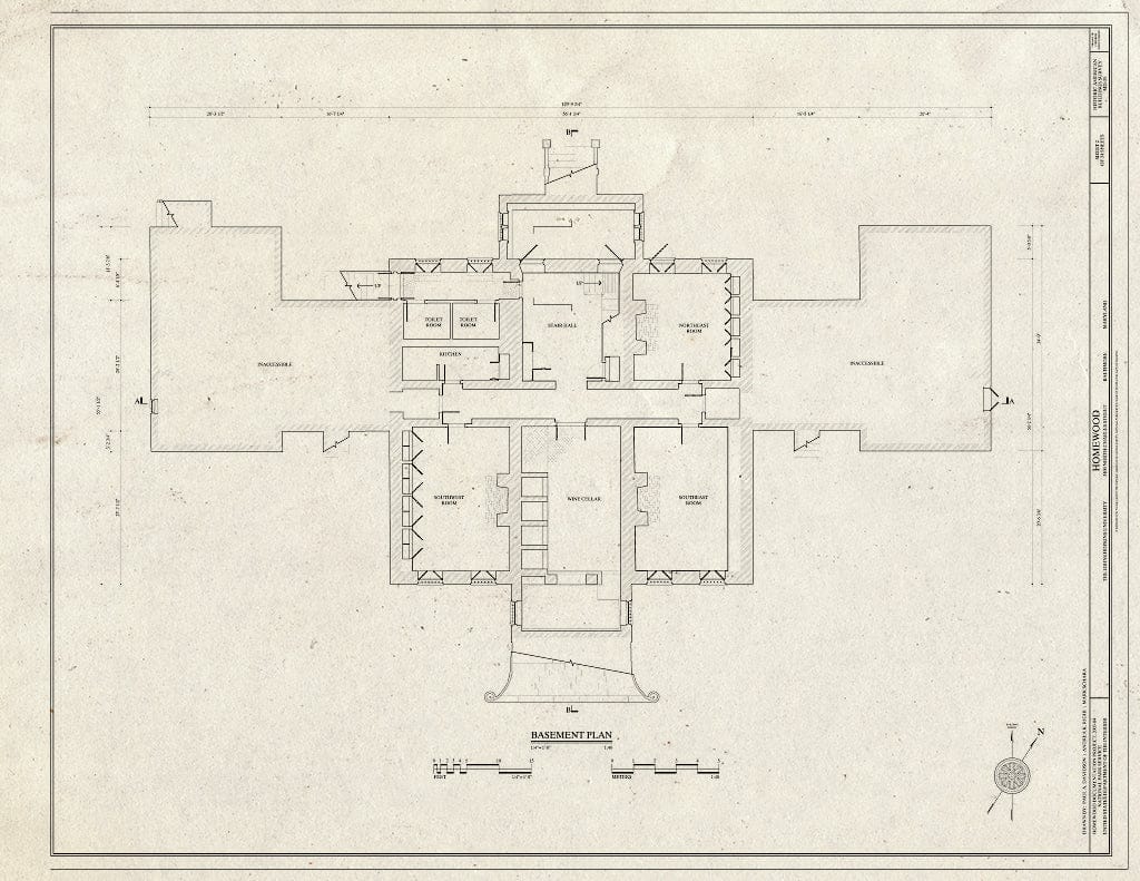 Blueprint HABS MD,4-BALT,1- (Sheet 2 of 34) - Homewood, North Charles & Thirty-Fourth Streets, Baltimore, Independent City, MD