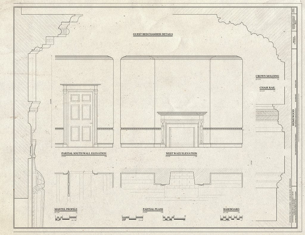 Blueprint HABS MD,4-BALT,1- (Sheet 20 of 34) - Homewood, North Charles & Thirty-Fourth Streets, Baltimore, Independent City, MD
