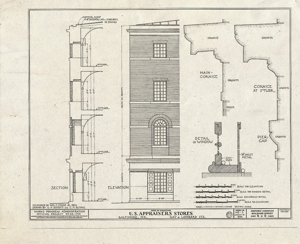 Blueprint HABS MD,4-BALT,12- (Sheet 6 of 6) - Old U.S. Appraisers Stores, Gay & Lombard Streets, Baltimore, Independent City, MD