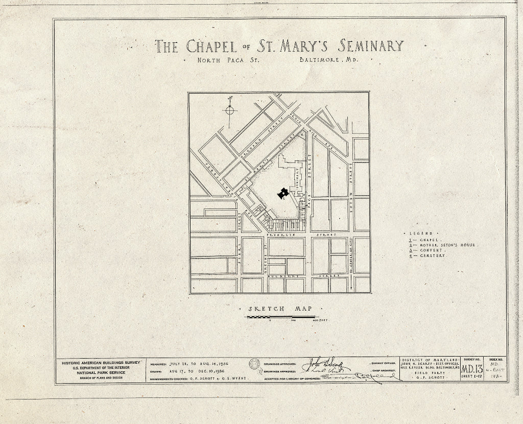 Blueprint HABS MD,4-BALT,18- (Sheet 0 of 17) - St. Mary's Seminary Chapel, North Paca Street & Druid Hill Avenue, Baltimore, Independent City, MD