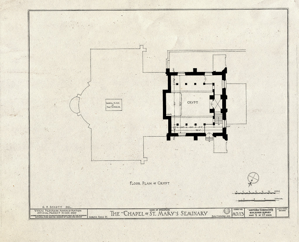 Blueprint HABS MD,4-BALT,18- (Sheet 2 of 17) - St. Mary's Seminary Chapel, North Paca Street & Druid Hill Avenue, Baltimore, Independent City, MD