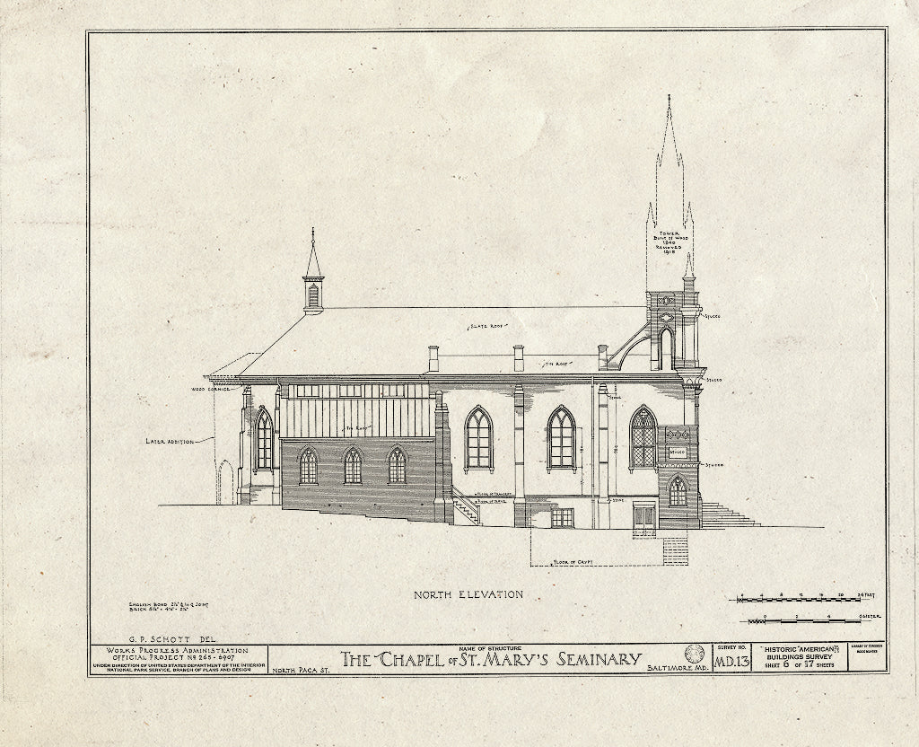 Blueprint HABS MD,4-BALT,18- (Sheet 6 of 17) - St. Mary's Seminary Chapel, North Paca Street & Druid Hill Avenue, Baltimore, Independent City, MD