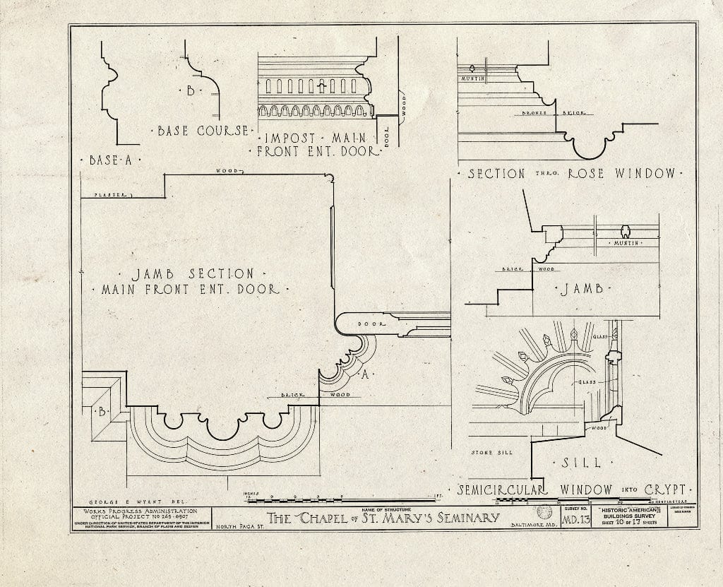 Blueprint HABS MD,4-BALT,18- (Sheet 10 of 17) - St. Mary's Seminary Chapel, North Paca Street & Druid Hill Avenue, Baltimore, Independent City, MD