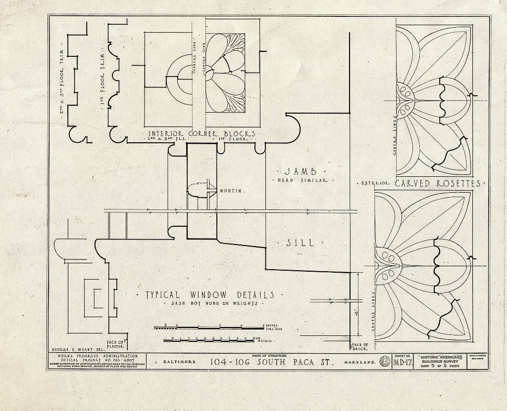 Blueprint HABS MD,4-BALT,20- (Sheet 5 of 5) - 104-106 South Paca Street (Double Houses), Baltimore, Independent City, MD